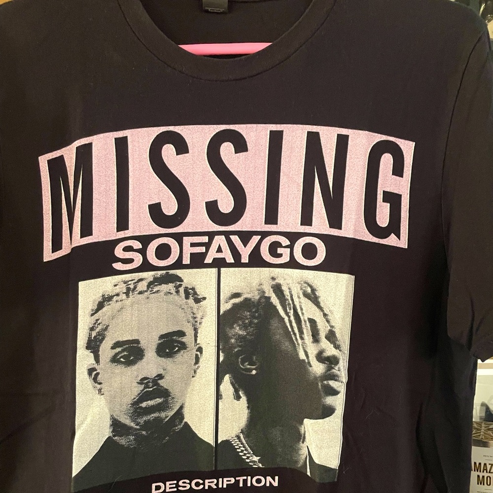 Black Tee with Pink and White Graphic